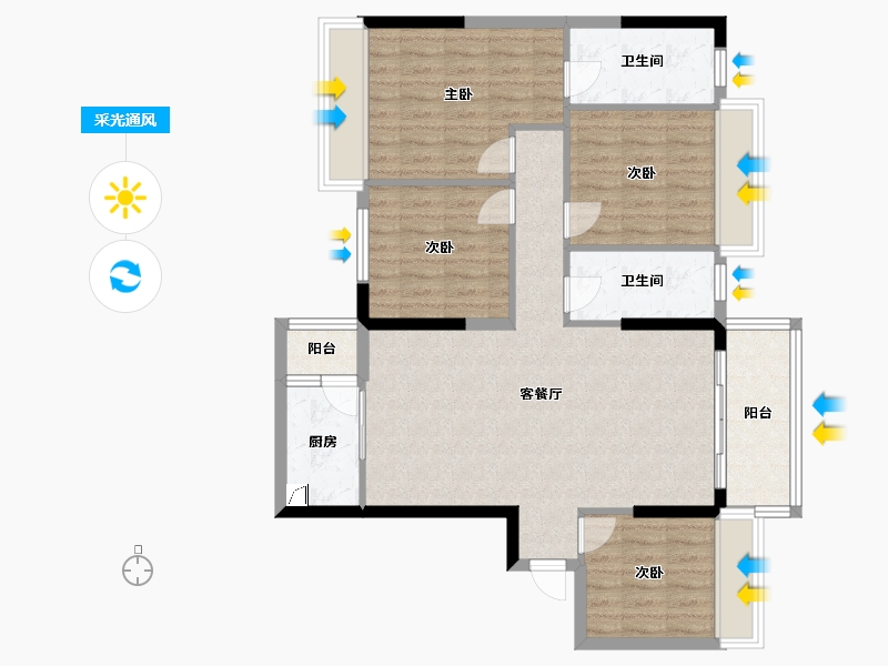 广东省-河源市-龙腾花园2期-108.29-户型库-采光通风