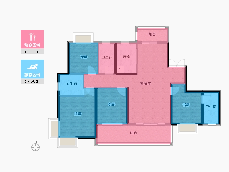 湖南省-长沙市-润和湘江天地-111.49-户型库-动静分区