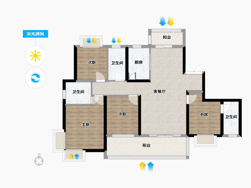 湖南省-长沙市-润和湘江天地-111.49-户型库-采光通风