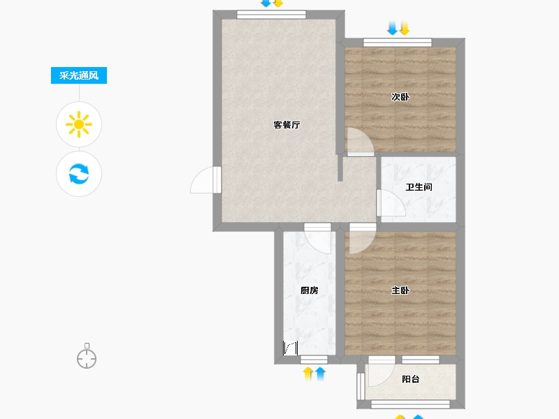 河北省-唐山市-浭阳新都-68.00-户型库-采光通风