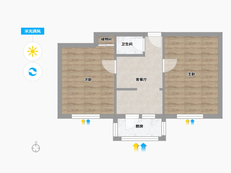 北京-北京市-香河园中里6号-40.00-户型库-采光通风