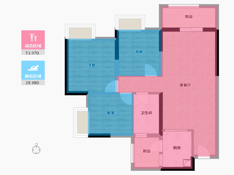 重庆-重庆市-富力城-75.00-户型库-动静分区