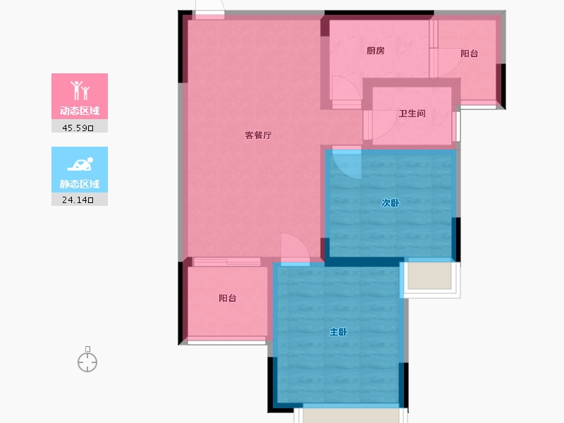 湖南省-长沙市-高桥现代商贸城-90.00-户型库-动静分区