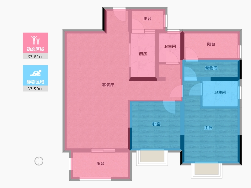 四川省-成都市-金沙城锦西观棠-90.00-户型库-动静分区