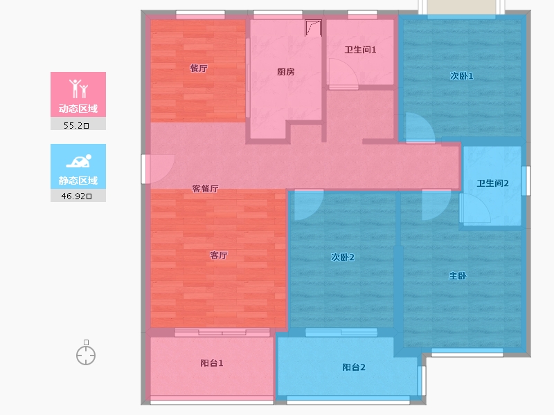 福建省-福州市-福清三福龙景-110.00-户型库-动静分区