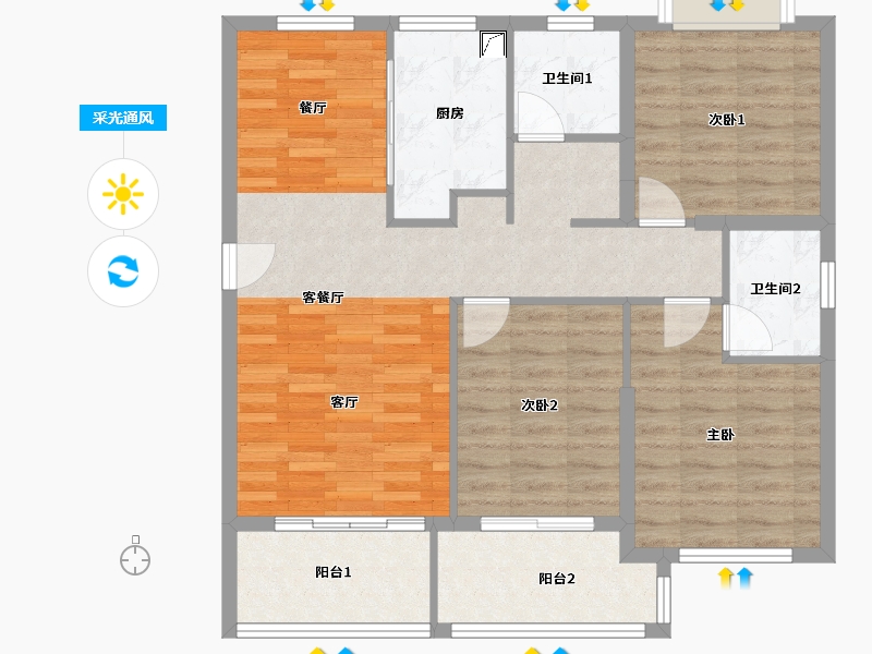 福建省-福州市-福清三福龙景-110.00-户型库-采光通风