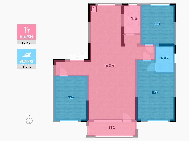 辽宁省-葫芦岛市-宏达翰林苑-100.00-户型库-动静分区