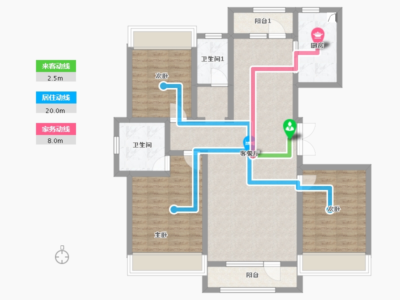 辽宁省-朝阳市-雍德府-102.51-户型库-动静线