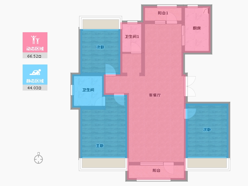 辽宁省-朝阳市-雍德府-102.51-户型库-动静分区