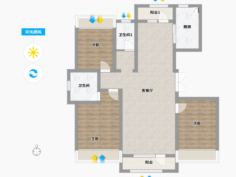 辽宁省-朝阳市-雍德府-102.51-户型库-采光通风