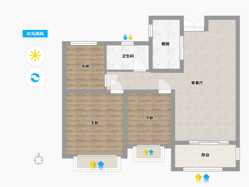 河南省-许昌市-北海腾飞花园-80.00-户型库-采光通风