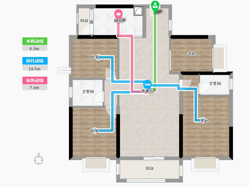 广西壮族自治区-玉林市-北流市新世纪宝翠园-126.00-户型库-动静线