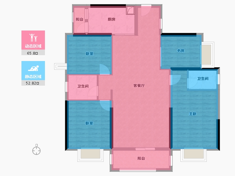 广西壮族自治区-玉林市-北流市新世纪宝翠园-126.00-户型库-动静分区