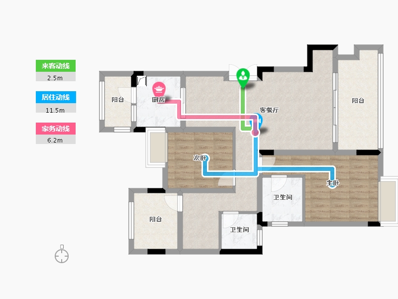 重庆-重庆市-鹏润鹿山台-89.00-户型库-动静线