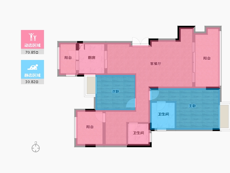 重庆-重庆市-鹏润鹿山台-89.00-户型库-动静分区