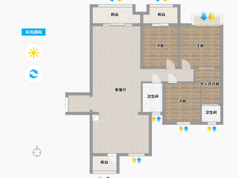 湖南省-岳阳市-警苑小区-123.00-户型库-采光通风