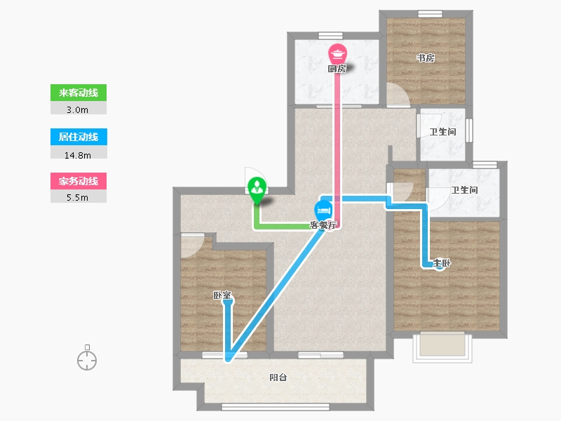 江苏省-徐州市-潮启东郡-96.00-户型库-动静线