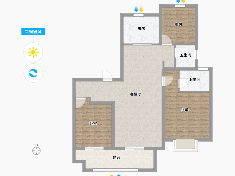 江苏省-徐州市-潮启东郡-96.00-户型库-采光通风