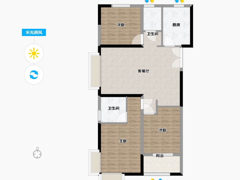 山东省-菏泽市-永泰龙泽园-101.37-户型库-采光通风