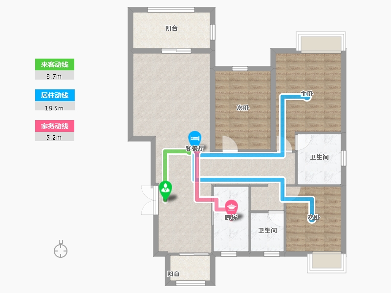 安徽省-宣城市-宁国市四季花城小区-113.00-户型库-动静线