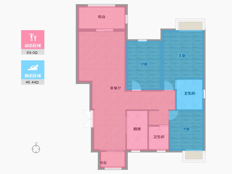 安徽省-宣城市-宁国市四季花城小区-113.00-户型库-动静分区