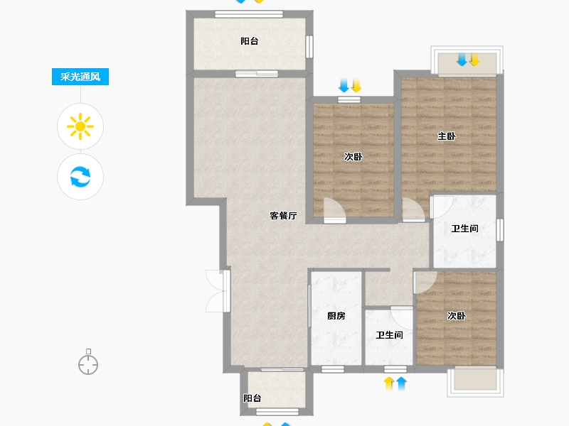 安徽省-宣城市-宁国市四季花城小区-113.00-户型库-采光通风