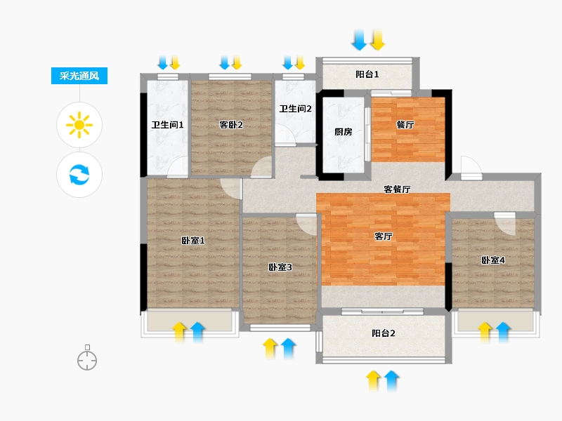 广西壮族自治区-柳州市-碧桂园·PARKROYAL-114.32-户型库-采光通风