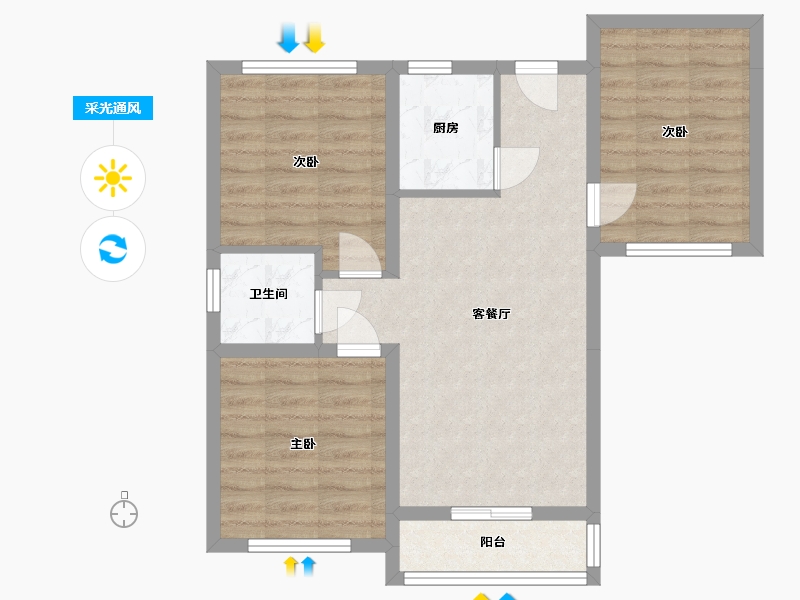 河北省-承德市-学府新城-80.00-户型库-采光通风