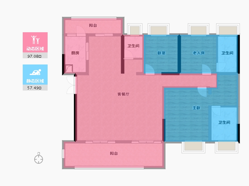 四川省-绵阳市-东润·书苑名家-130.00-户型库-动静分区