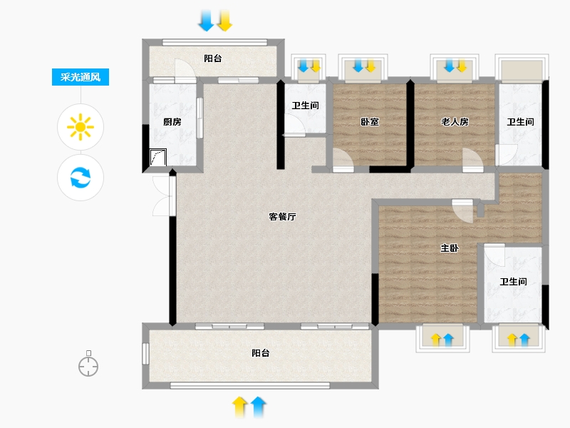 四川省-绵阳市-东润·书苑名家-130.00-户型库-采光通风