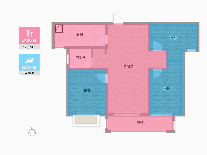 河北省-邢台市-七里新城金水澜庭-88.09-户型库-动静分区