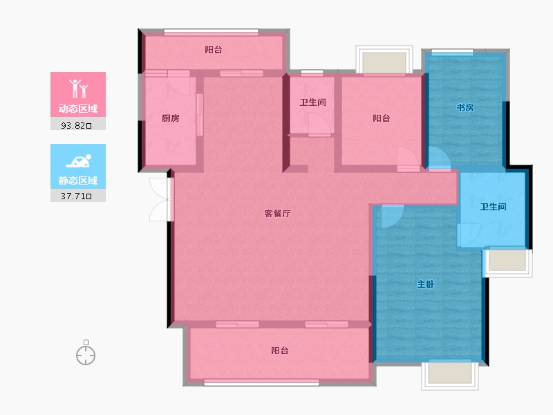 四川省-绵阳市-东润·书苑名家-150.00-户型库-动静分区