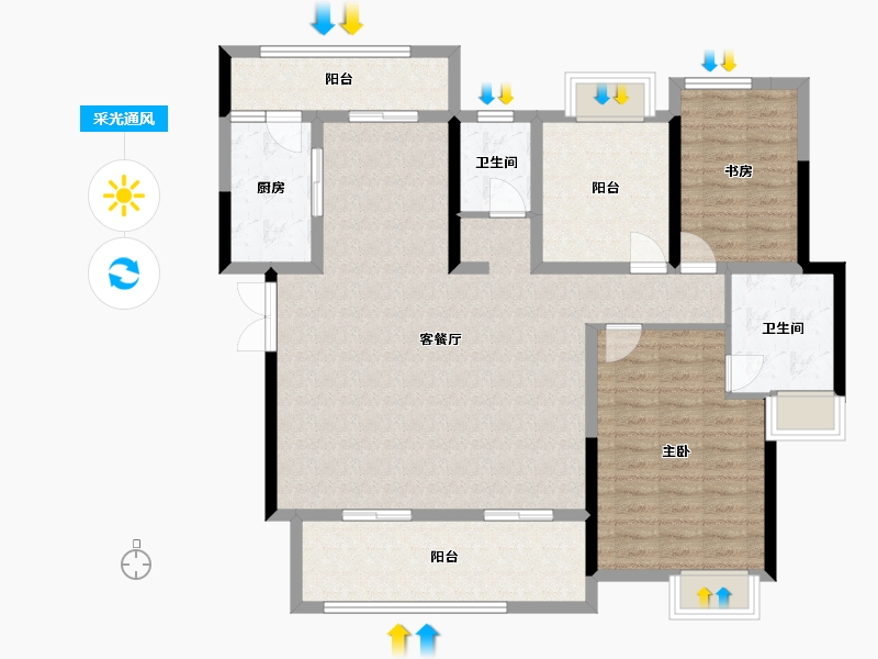 四川省-绵阳市-东润·书苑名家-150.00-户型库-采光通风