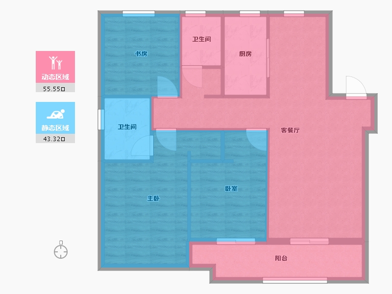 河北省-石家庄市-万科翡翠书院-96.81-户型库-动静分区