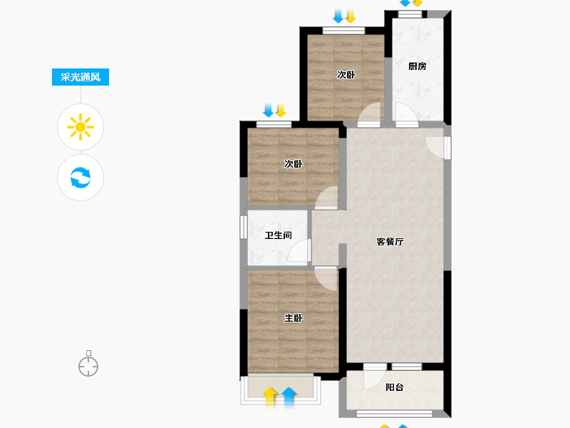 河北省-石家庄市-保利城-80.50-户型库-采光通风