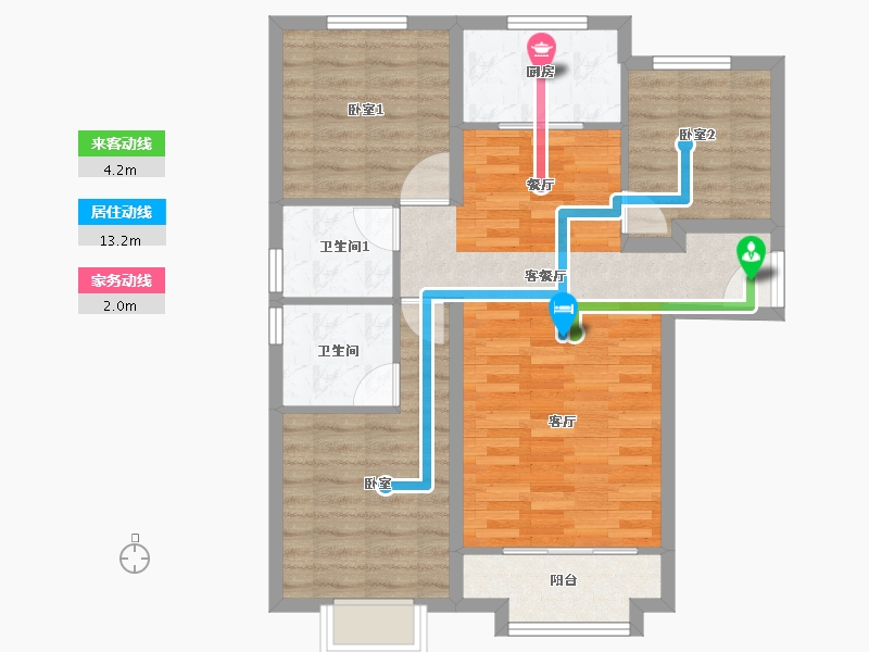 河北省-唐山市-水山•金域蓝湾-77.66-户型库-动静线