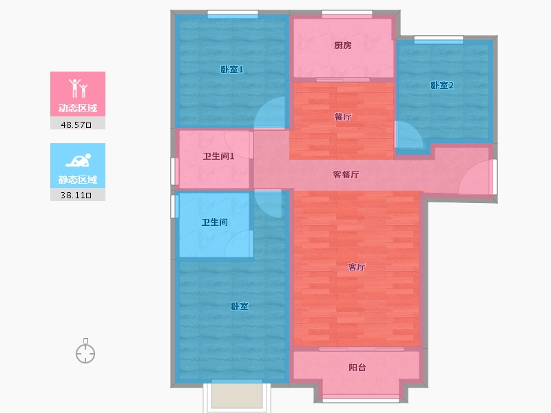 河北省-唐山市-水山•金域蓝湾-77.66-户型库-动静分区