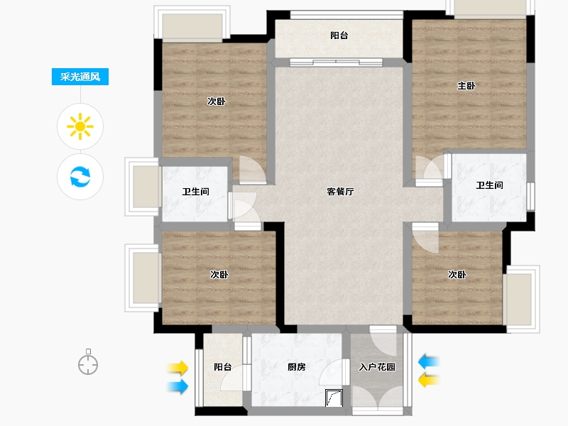 四川省-内江市-西城时代-128.00-户型库-采光通风