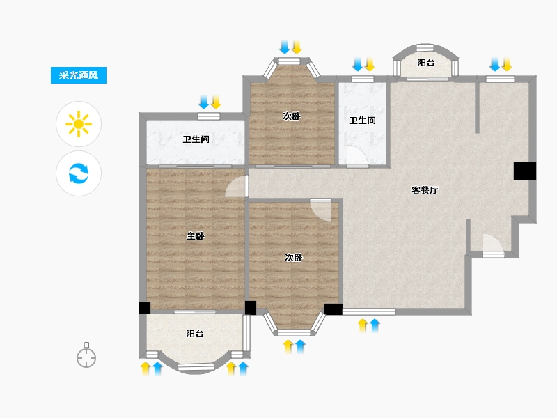 湖北省-武汉市-统建大江园-南苑-113.00-户型库-采光通风