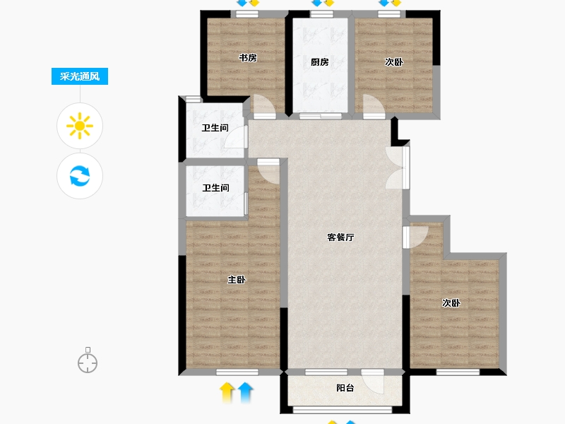 宁夏回族自治区-银川市-紫藤名著-100.00-户型库-采光通风