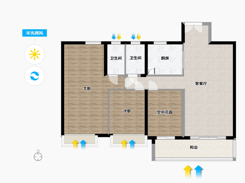 广东省-江门市-保利中心-115.00-户型库-采光通风