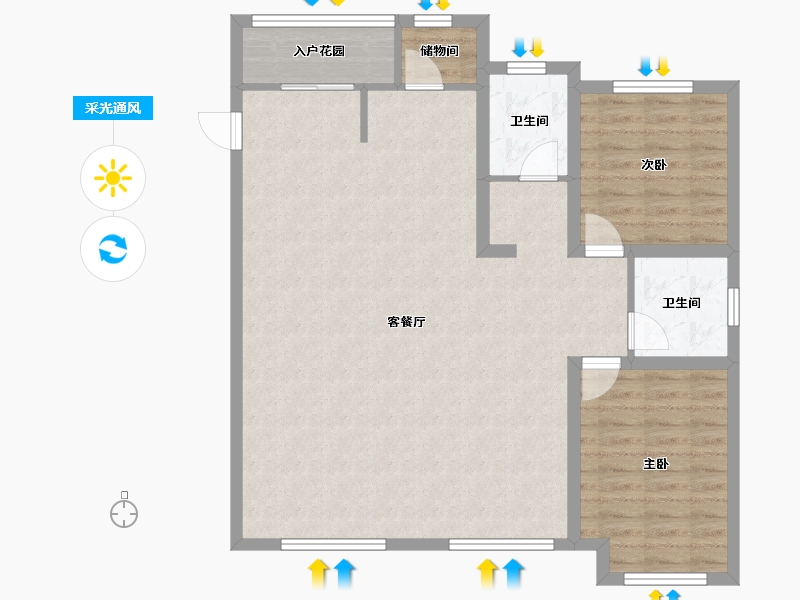 内蒙古自治区-乌兰察布市-中朵御墅-104.00-户型库-采光通风