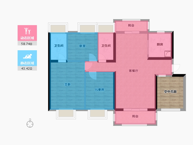 广东省-清远市-碧桂园未来城-98.00-户型库-动静分区