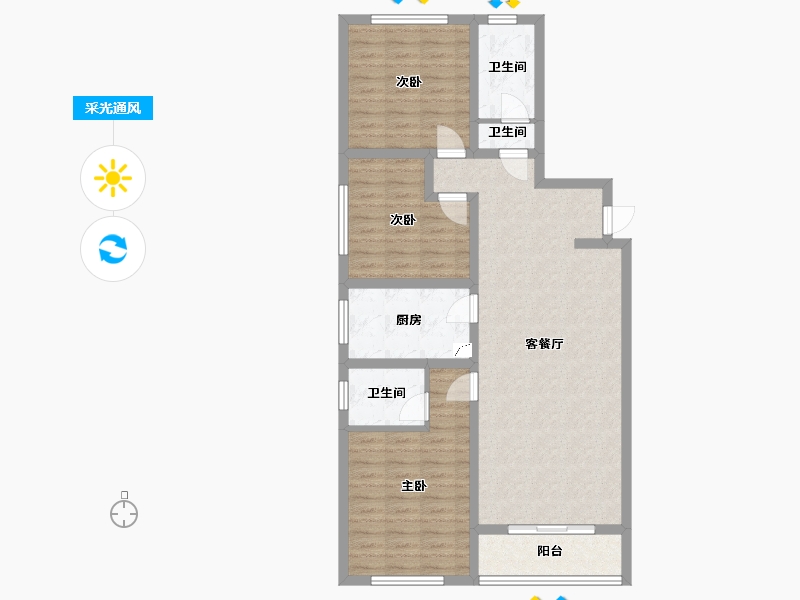 河北省-沧州市-三里家园-107.00-户型库-采光通风