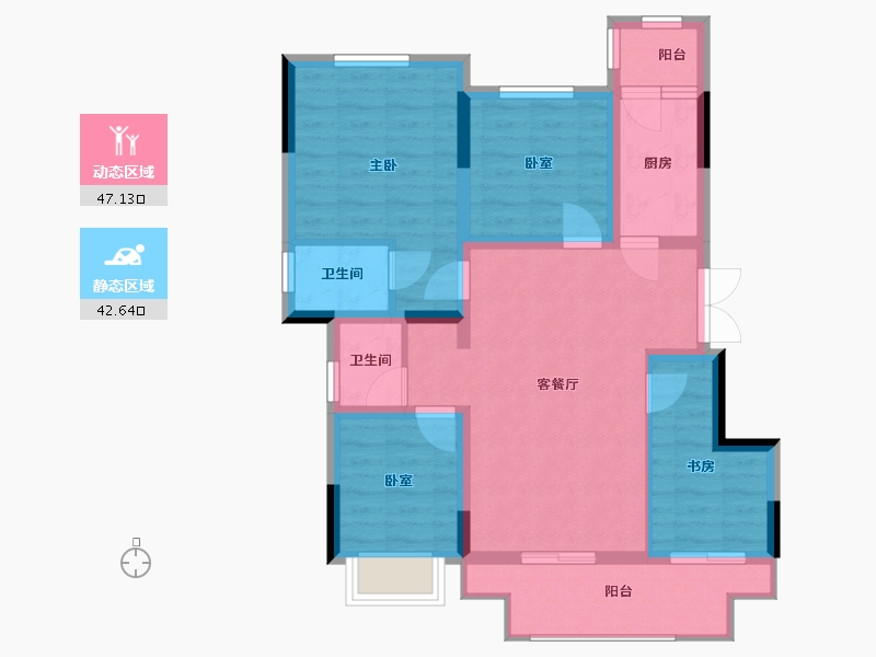 重庆-重庆市-金科·集美东方-84.00-户型库-动静分区