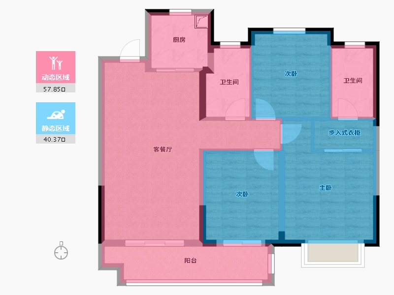 湖北省-天门市-中梁首府壹号-88.00-户型库-动静分区