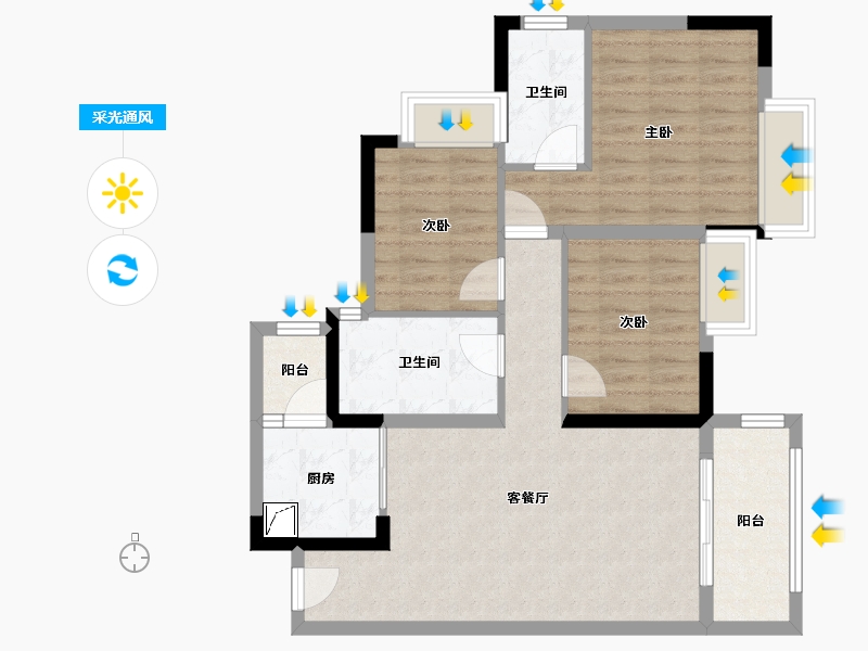 四川省-眉山市-文塘雅韵-82.00-户型库-采光通风