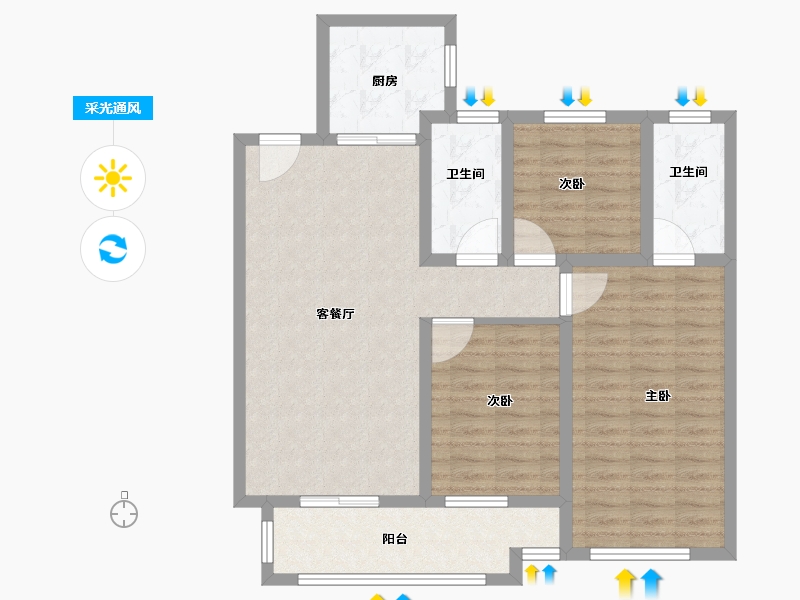 山东省-潍坊市-中海凯旋门3期-95.00-户型库-采光通风