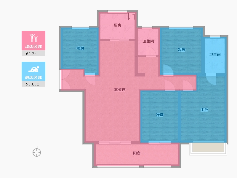 陕西省-宝鸡市-高新首府-117.00-户型库-动静分区