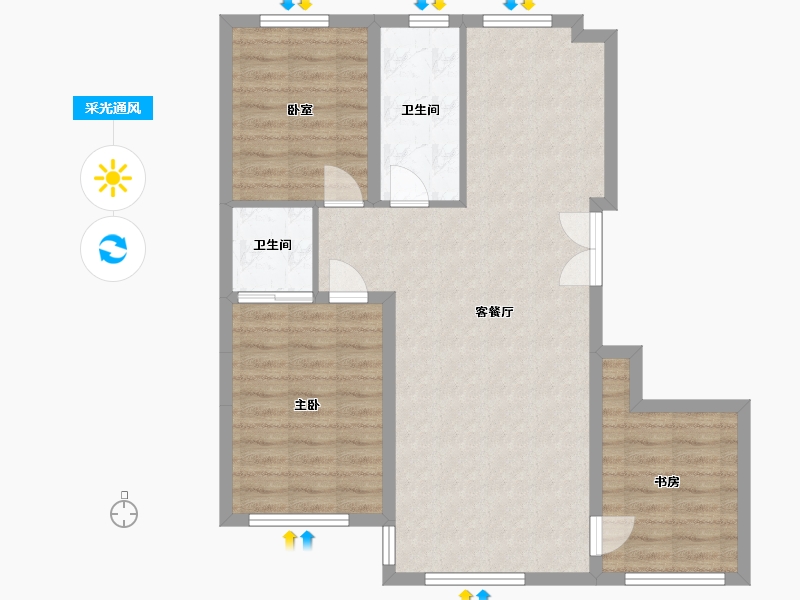 内蒙古自治区-通辽市-玉河园-95.00-户型库-采光通风